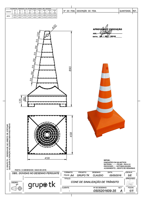 CONE DE SINALIZAÇÃO DE TRÂNSITO